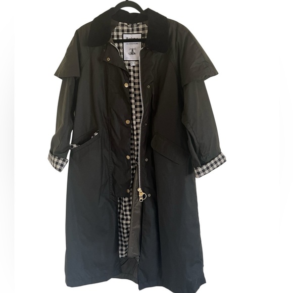 Barbour by Alexachung Trudie  Green Waxed Long Coat Jacket US 8 - Picture 8 of 16
